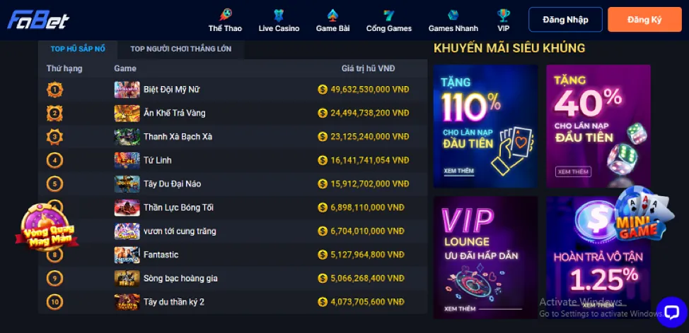 Jackpot lũy tiến với số tiền thưởng khổng lồ